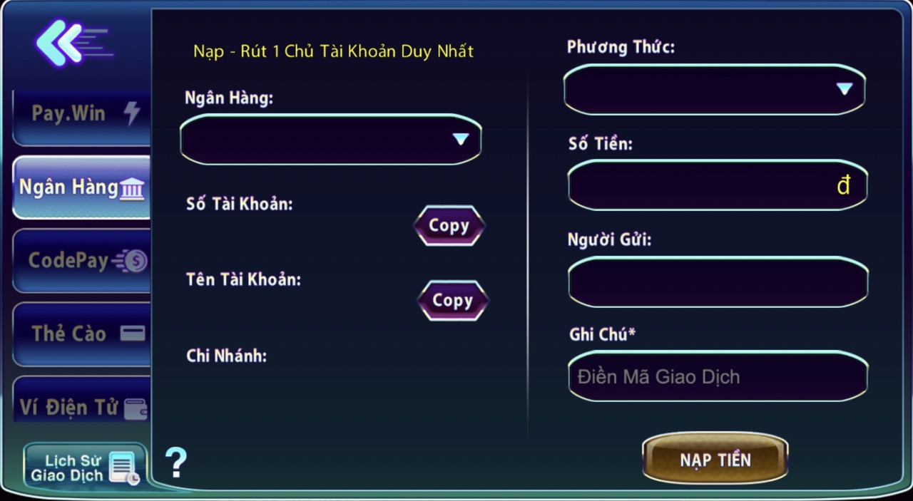 Các cách nạp tiền tại cổng game 789Club