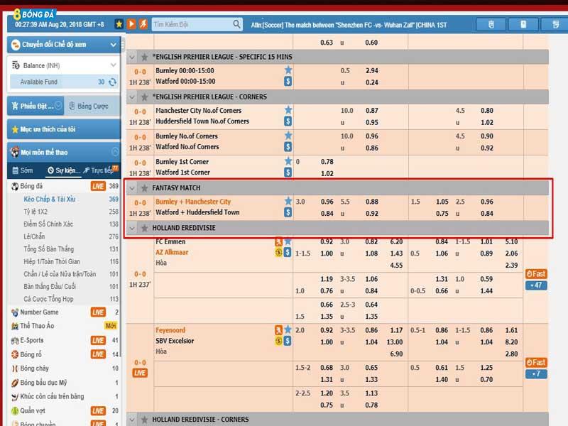 Luật chơi kèo fantasy match